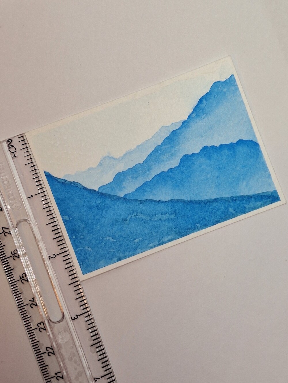 "Glacial Breeze" Hand-painted gouache painting (Tiny original artwork) - Picture 6 of 8